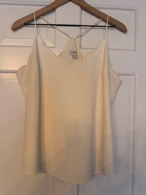 J. Crew off white scallop-design tank